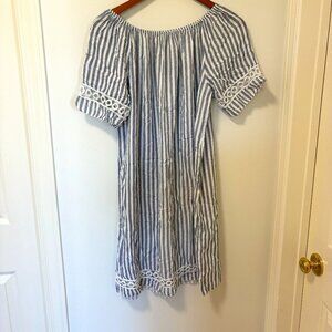Beach Cover Up Swimsuit New Collection Made in Italy One Size White Blue Stripes